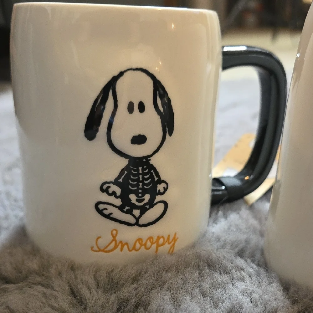 Rae Dunn Snoopy Skeleton Coffee Tea Mug - Cream and Black so stinking cute